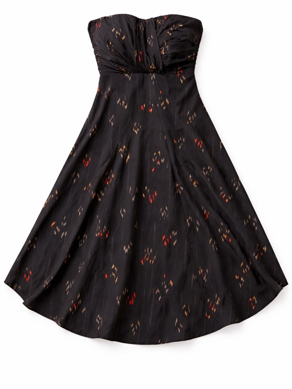 MM Couture Strapless A-Line Dress XS Black Ikat Print Fit & Flare Cocktail Party